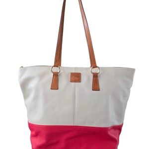 # 72 Dooney & Bourke BECKY Red and White Leather Tote